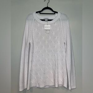 NWT Liz Claiborne Women White Shaker Texture Chunky knit Sweater Size XL